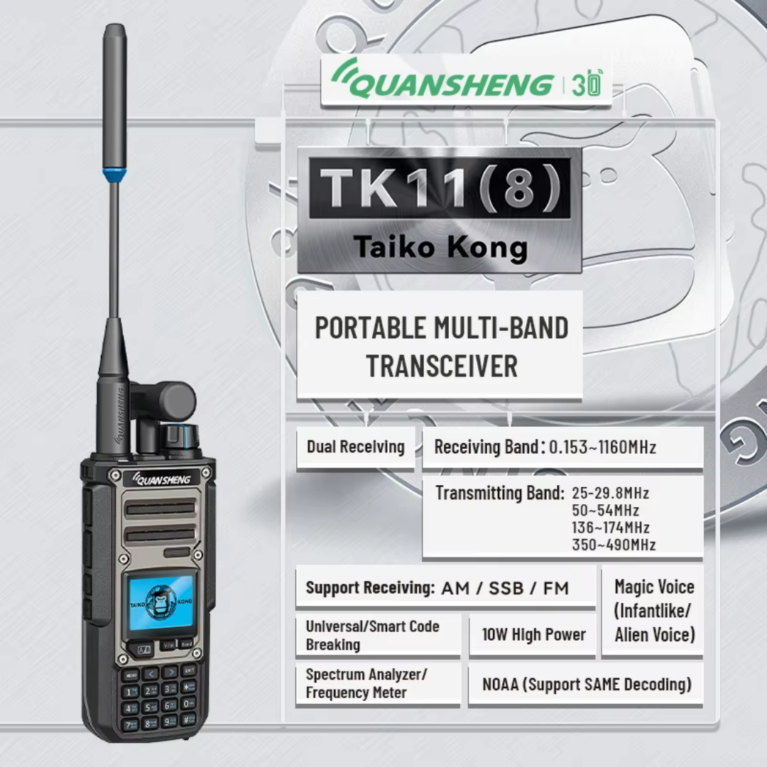 Quansheng TK-11(8) Dual Band FM Transceiver with HF RX - RFCharge